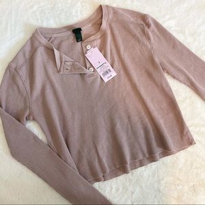 Wild Fable Crop Button Long Sleeve
